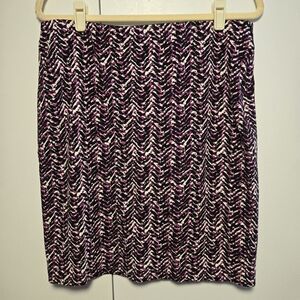 Ann Taylor Purple and White Knee-Length Pencil Skirt